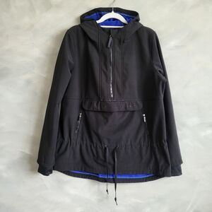 Calvin Klein Performance Jacket Hood Quarter Zip Black Kangaroo Pocket L